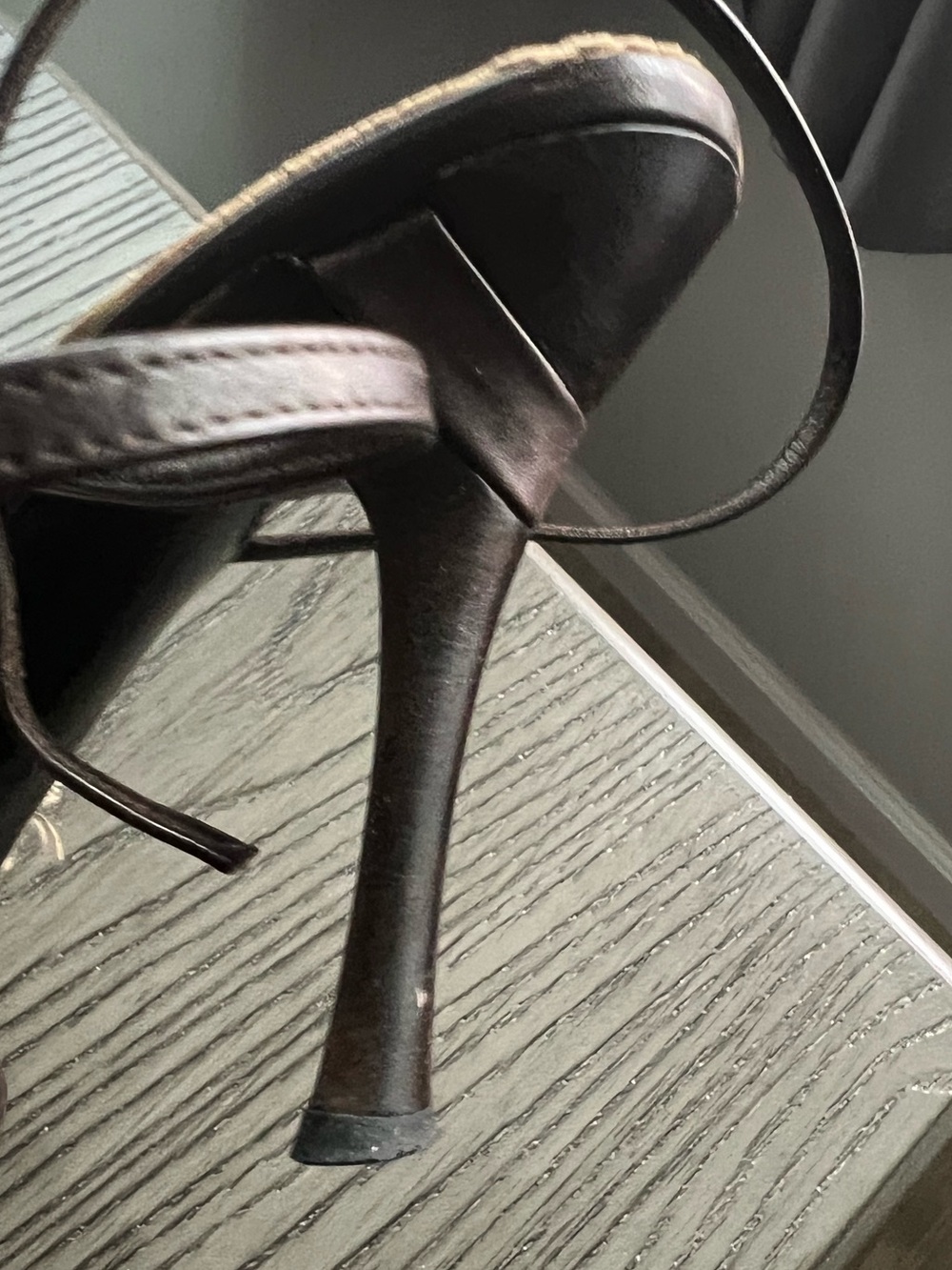 Casadei Brown Corduroy & Dark Brown Leather Slingback Heels - Picture 12 of 14